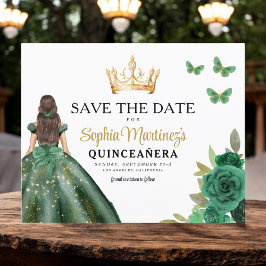 Budget Groen Prinses Quinceañera Save the Date Flyer