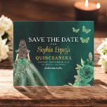 Budget Groen Prinses Quinceañera Save the Date Flyer<br><div class="desc">Kondig uw speciale dag aan met een betoverende Emerald Green Princess Quinceañera Save the Date-uitnodiging. Met een vorstelijk smaragdgroen kleurenpalet en elegante details zet deze uitnodiging de toon voor een koninklijk feest. Versierd met delicate accenten geschikt voor een prinses, het perfect vangt de magie van uw aanstaande quinceañera. Dit tijdloze...</div>