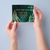 Budget Groen Prinses Quinceañera Save the Date Flyer (Hand)