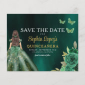 Budget Groen Prinses Quinceañera Save the Date Flyer (Voorkant)