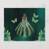 Budget Groen Prinses Quinceañera Save the Date Flyer (Achterkant)