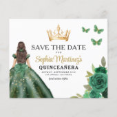 Budget Groen Prinses Quinceañera Save the Date Flyer (Voorkant)