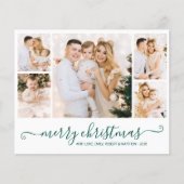 Budget Groen Script 5 Fotocollage Kerst Kaart (Voorkant)