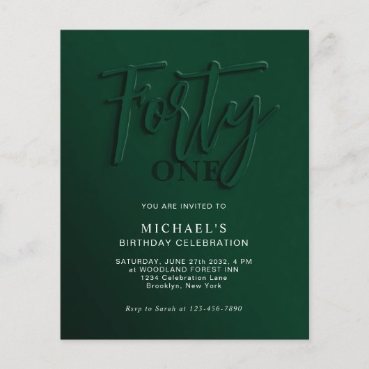 BUDGET Groen Script Veertig 40e Volwassene Verjaar (Voorkant)