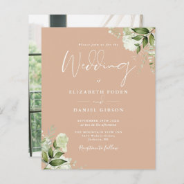 Budget groen Tan foto bruiloft uitnodiging