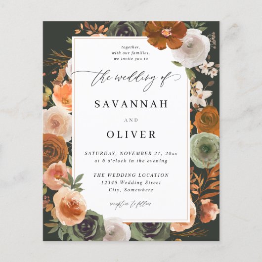 Budget Groen & Terra Cotta Bloem Bruiloft S2 -DK (Voorkant)