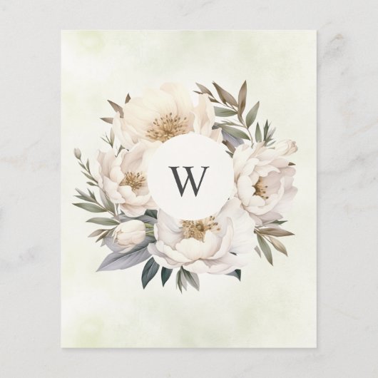 Budget Groen Wit Bloemen Bruiloft Uitnodigingen (Achterkant)