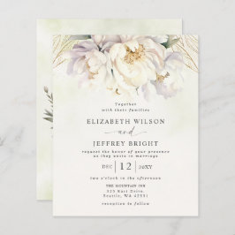 Budget Groen Wit Bloemen Bruiloft Uitnodigingen