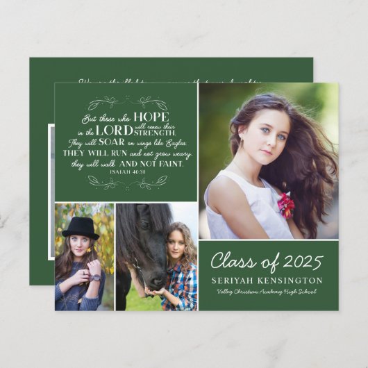 Budget Groene Afstudeer Bijbeltekst Foto Collage (Voorkant / Achterkant)