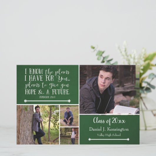 Budget Groene Bijbel Verse Afstuderen Foto Collage (Staand voorkant)