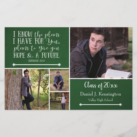 Budget Groene Bijbel Verse Afstuderen Foto Collage (Voorkant)