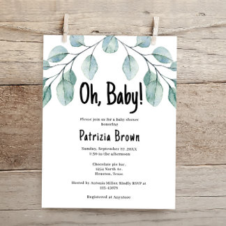 Budget Groene Blad Baby Shower Uitnodiging