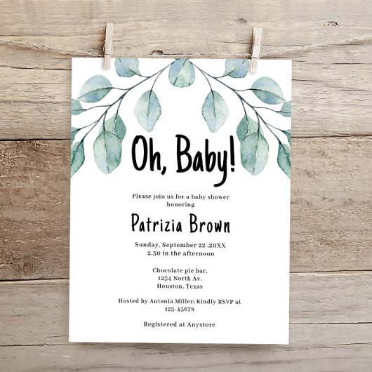 Budget Groene Blad Baby Shower Uitnodiging