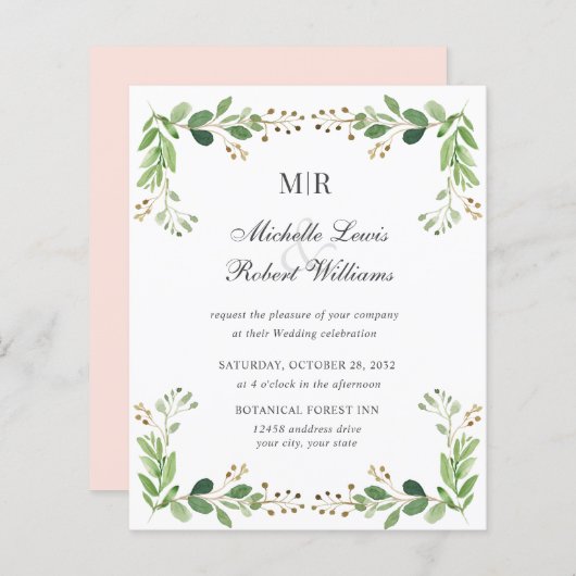 BUDGET Groene bladeren Zomer Lente Garden bruiloft (Voorkant / Achterkant)