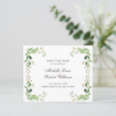 BUDGET Groene bladeren Zomerbruiloft BEWAAR DATUM (Staand voorkant)