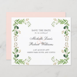 BUDGET Groene bladeren Zomerbruiloft BEWAAR DATUM