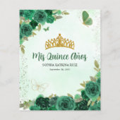 Budget Groene Bloemen Prinses Quinceañera Dank u (Achterkant)
