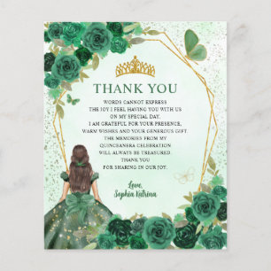 Budget Groene Bloemen Prinses Quinceañera Dank u