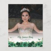 Budget Groene Bloemen Quinceañera Foto Dank u (Achterkant)