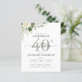 Budget Groene Bloemen Verrassing Verjaardag Uitnod (Staand voorkant)