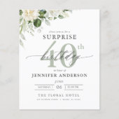 Budget Groene Bloemen Verrassing Verjaardag Uitnod (Voorkant)