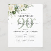 Budget Groene Bloemen Verrassing Verjaardag Uitnod (Voorkant)