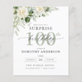 Budget Groene Bloemen Verrassing Verjaardag Uitnod (Voorkant)