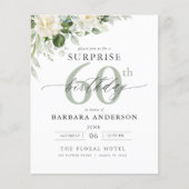 Budget Groene Bloemen Verrassing Verjaardag Uitnod (Voorkant)