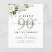 Budget Groene Bloemen Verrassing Verjaardag Uitnod Flyer (Voorkant)