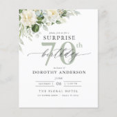 Budget Groene Bloemen Verrassing Verjaardag Uitnod Flyer (Voorkant)