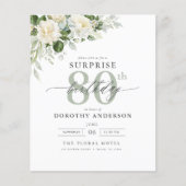 Budget Groene Bloemen Verrassing Verjaardag Uitnod Flyer (Voorkant)