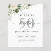 Budget Groene Bloemen Verrassing Verjaardag Uitnod Flyer (Voorkant)