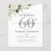 Budget Groene Bloemen Verrassing Verjaardag Uitnod Flyer (Voorkant)