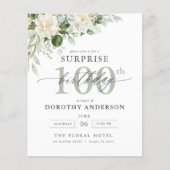 Budget Groene Bloemen Verrassing Verjaardag Uitnod Flyer (Voorkant)