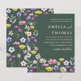 Budget Groene Bloemen Wildflower Huwelijksuitnodig