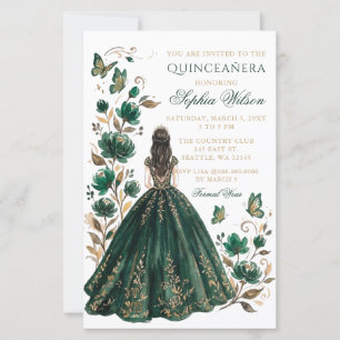 Budget groene bloemige prinses vlinder Quinceañera