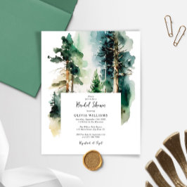 Budget Groene Bos Bruids Douche Uitnodiging