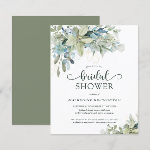 BUDGET Groene Eucalyptus Bridal Shower Uitnodiging