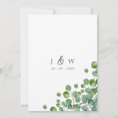 Budget Groene Eucalyptus Foliage Bruiloft Kaart (Achterkant)