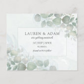 Budget Groene Eucalyptus Trouwkaart Save the Date (Achterkant)