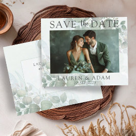 Budget Groene Eucalyptus Trouwkaart Save the Date