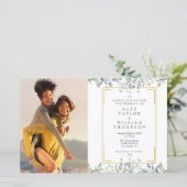 Budget groene foto-huwelijksuitnodiging (Staand voorkant)