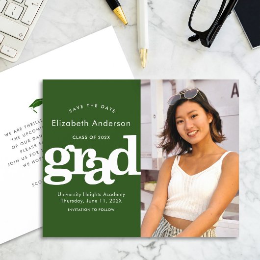Budget Groene Foto Save Datum Afstuderen Uitnodigi