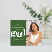 Budget Groene Foto Save Datum Afstuderen Uitnodigi (Staand voorkant)