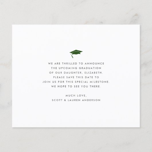 Budget Groene Foto Save Datum Afstuderen Uitnodigi (Achterkant)