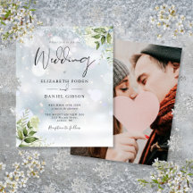Budget groene foto winter bruiloft uitnodiging