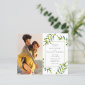 Budget groene foto's trouwkaart (Staand voorkant)