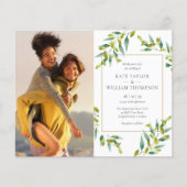 Budget groene foto's trouwkaart (Voorkant)