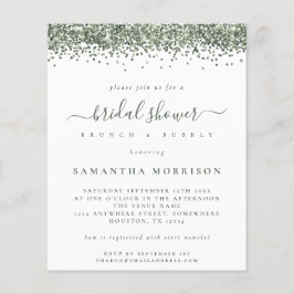 Budget Groene Glitter Bridal Shower Uitnodiging