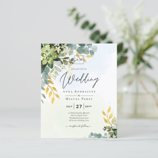 BUDGET Groene Goud Eucalyptus Bladeren Bruiloft (Staand voorkant)